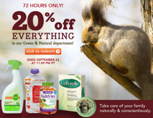 20% off promo for drugstore green and natural products