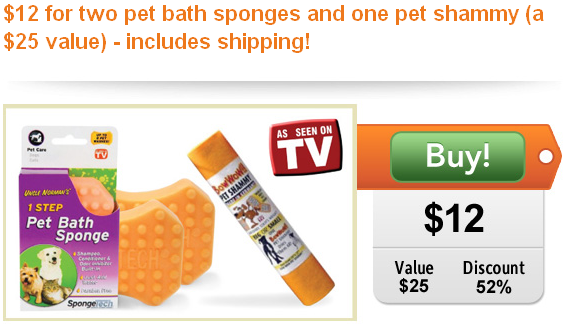 as seen on tv pet bath sponge and shammy half off plus free shipping