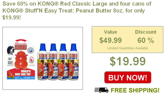 60 percent off large Kong and stuffin