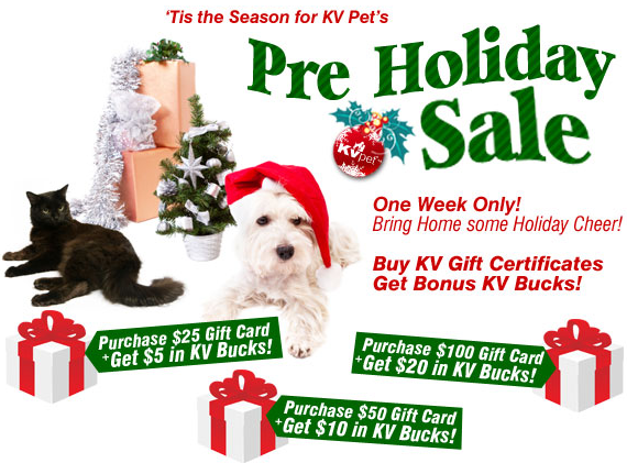 KV Pets pre-holiday sale