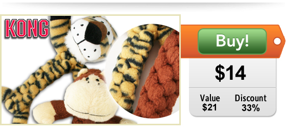 $14 for two KONG BraidZ Safari toys!