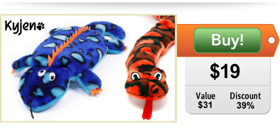 Kyjen gecko and snake dog toys