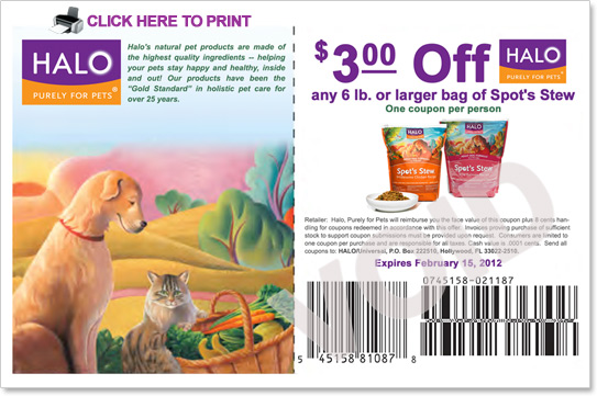 Halo printable pet food coupons