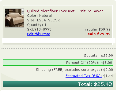 Kohls furniture cover sale order