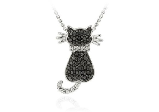 Black Diamond Cat Pendant on sale