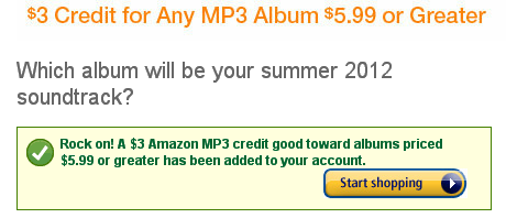 free Amazon credit toward MP3 album