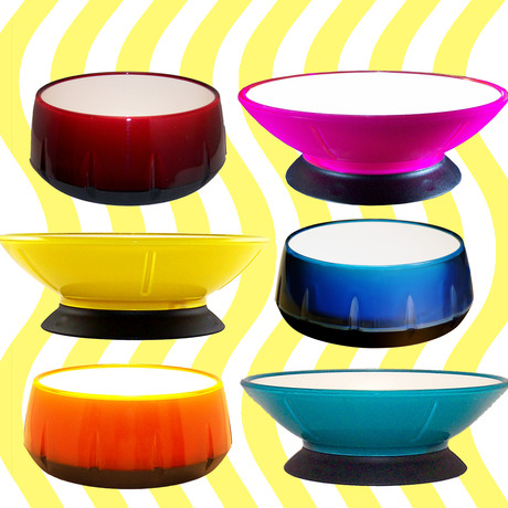 modern dog bowls, colorful pet bowls, pet bowls, dog bowls, hot pink, orange, green, yellow, red, blue, bowls