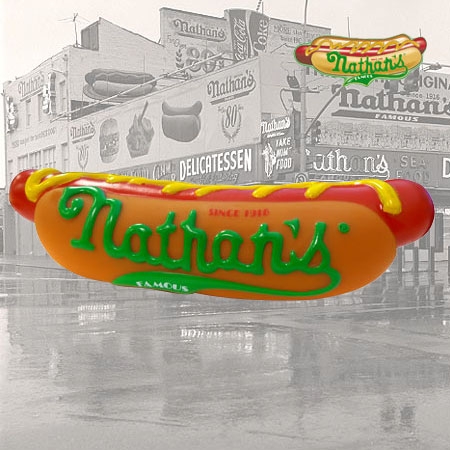 Nathan's Hot Dog, Squeaky toy, dog toy, dogs, hot dogs