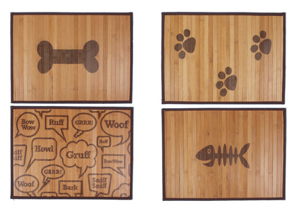 bamboo placemat, dog placemat, fish bone design placemat, dog bone, paw print, placemat