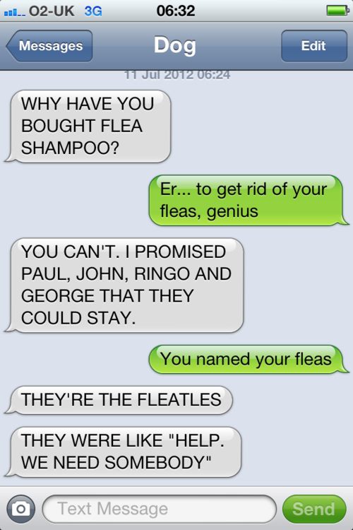 fleatles dog text 