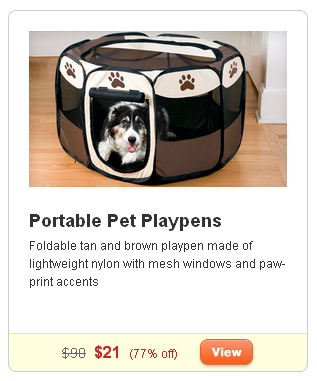 groupon pet deals, portable pet playpen