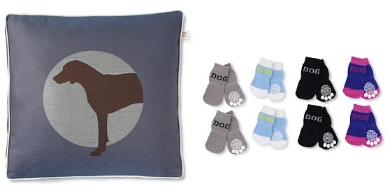 crypton hound pillow in lapis and socks for dogs