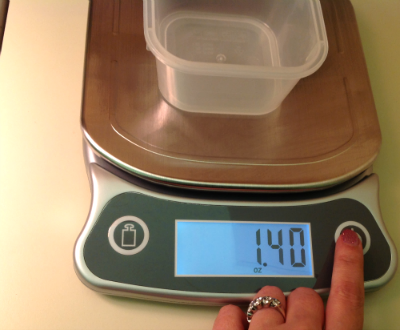 empty container weight on eatsmart kitchen scale