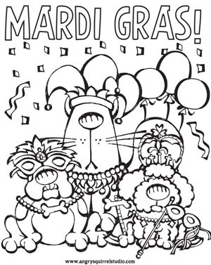 free mardi gras printable with cat and dogs