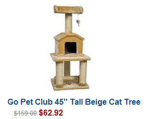 Go Pet Club 45" Tall Beige Cat Tree Furniture
