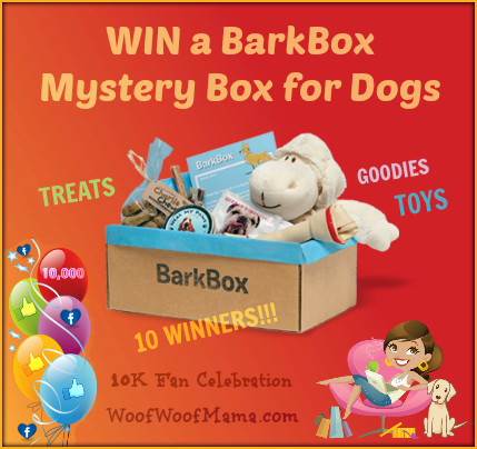 Win 1 of 10 BarkBox Mystery Boxes for Dogs! Woof Woof Mama 10K Fan Celebration Giveaway