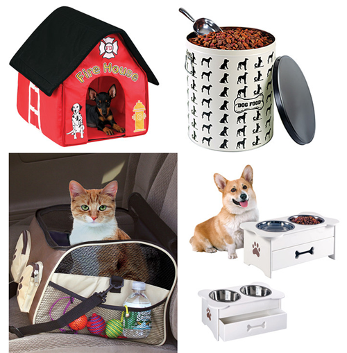 pet food canister, dog house, feeder
