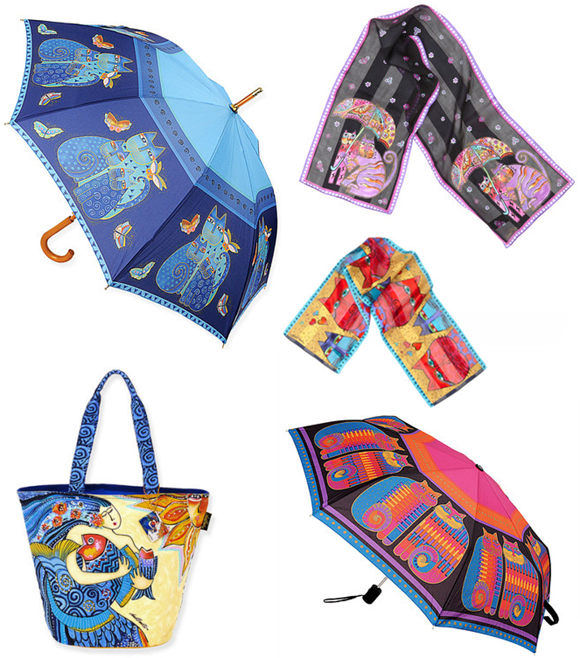 Laurel Burch cat umbrellas and accessories