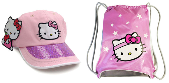 hello kitty hat and bag