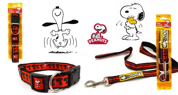snoopy red dog collar leash