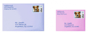 custom pet photo stamps on envelopes