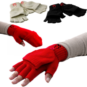 fingerless gloves with dog heart design