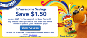 Snausages Printable Coupon