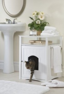 hide litter box for cat with white pet house