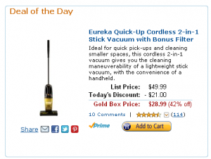 Eureka QuickUp Cordless Stick Vacuum